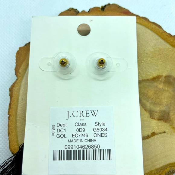 J. Crew NEW Black & White Plaid Tassle Earrings - Picture 3 of 5